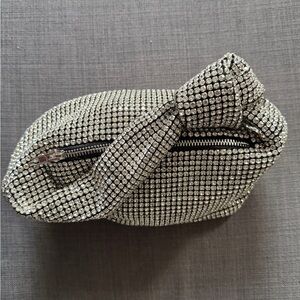 Elegant Silver Crystal-Embellished Women's Bag